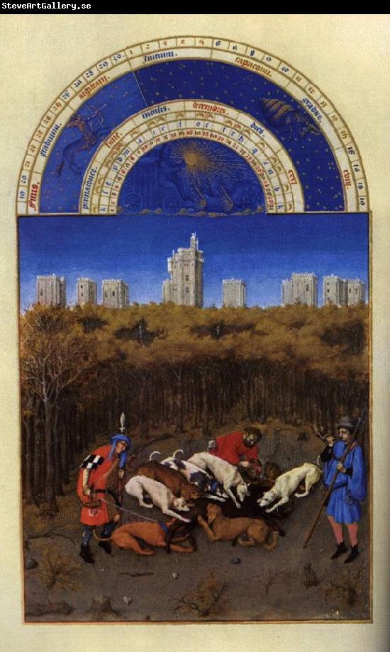 LIMBOURG brothers Les trs riches heures du Duc de Berry: Dcembre (December) sdg